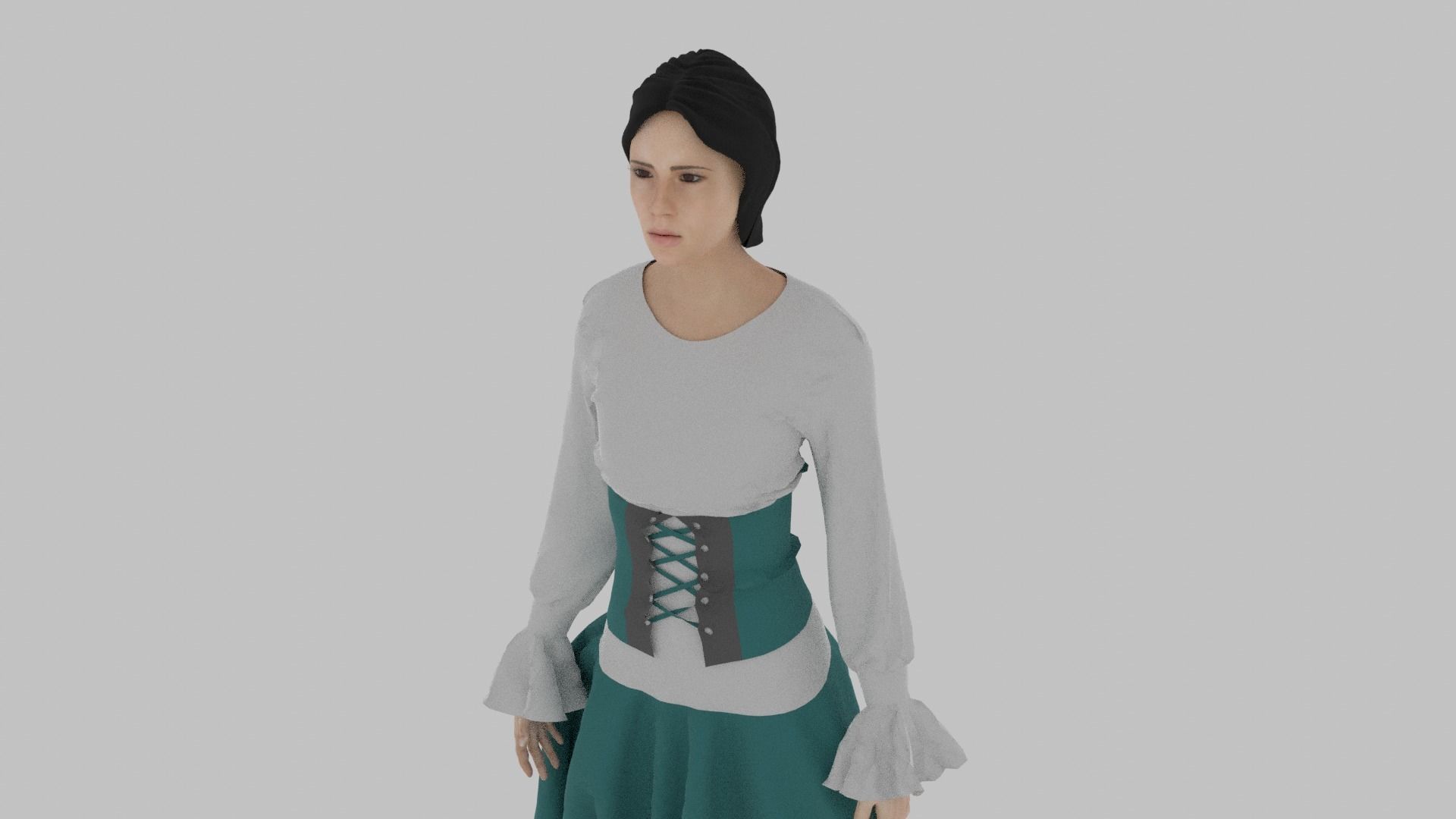 Woman wearing corset Low-poly 3D model_3