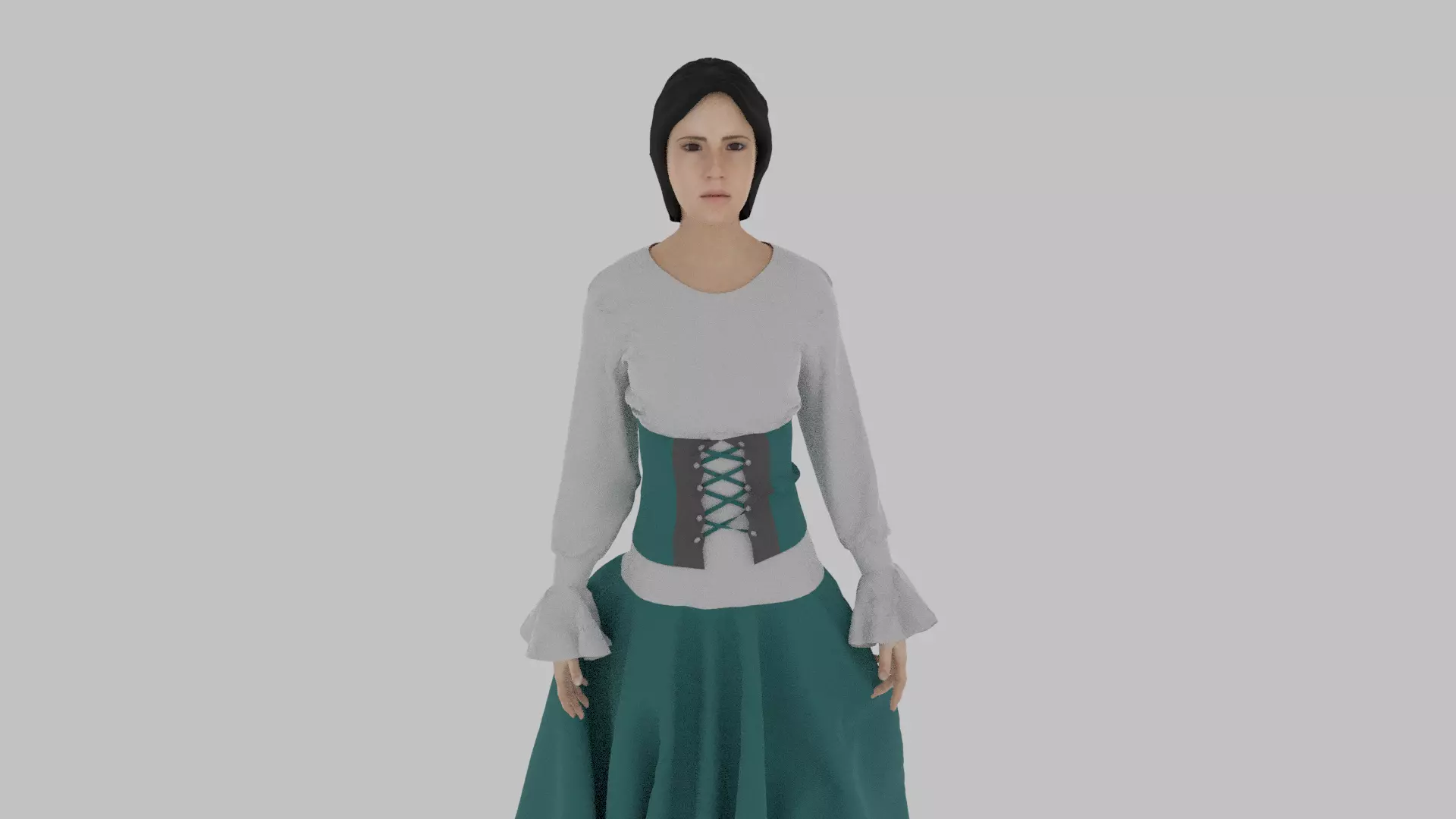 Woman wearing corset Low-poly 3D model_0