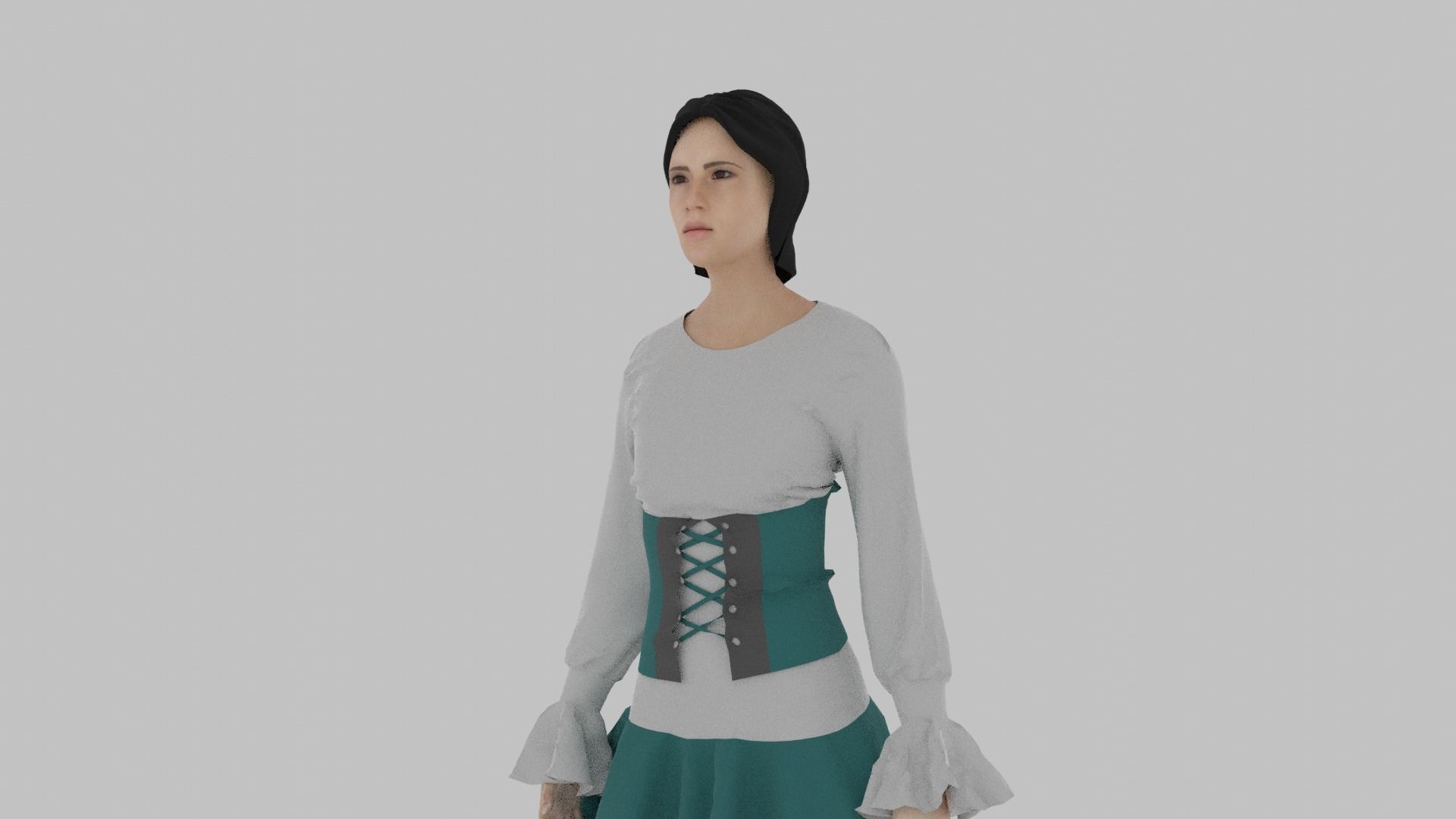 Woman wearing corset Low-poly 3D model_6
