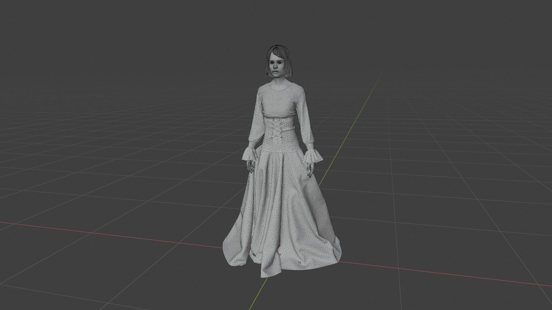 Woman wearing corset and skirt Low-poly 3D model_9
