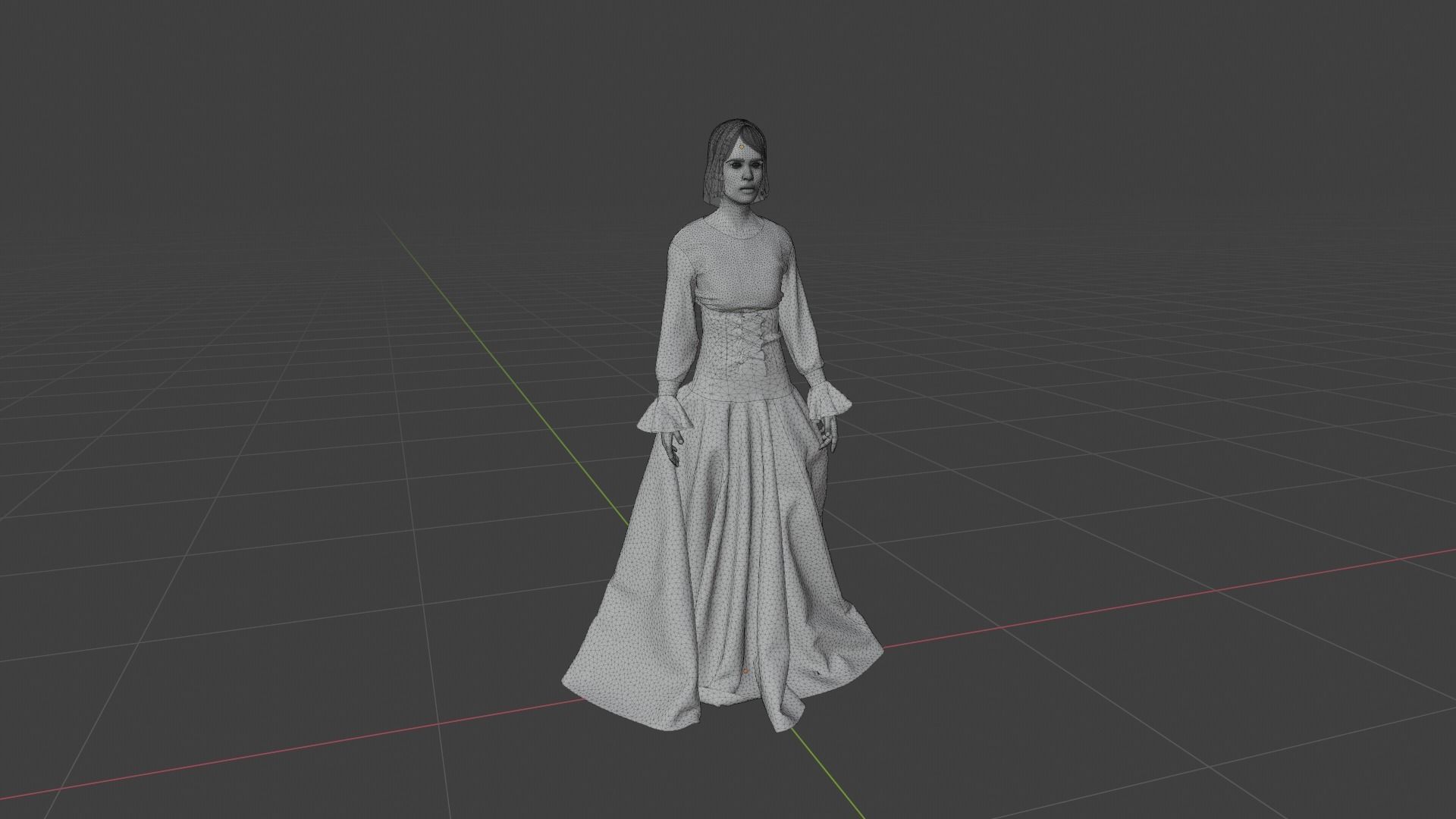 Woman wearing corset and skirt Low-poly 3D model_8