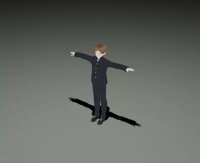 Anime Man Character - Maid Style Low-poly 3D model_0