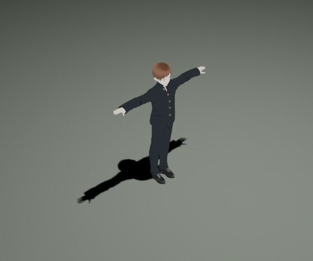 Anime Man Character - Maid Style Low-poly 3D model_1