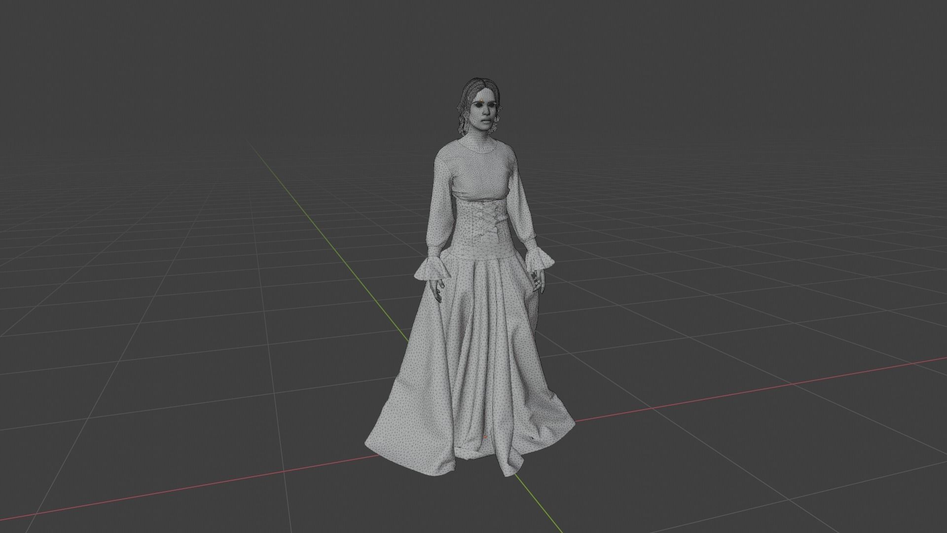 Woman wearing corset Low-poly 3D model_8