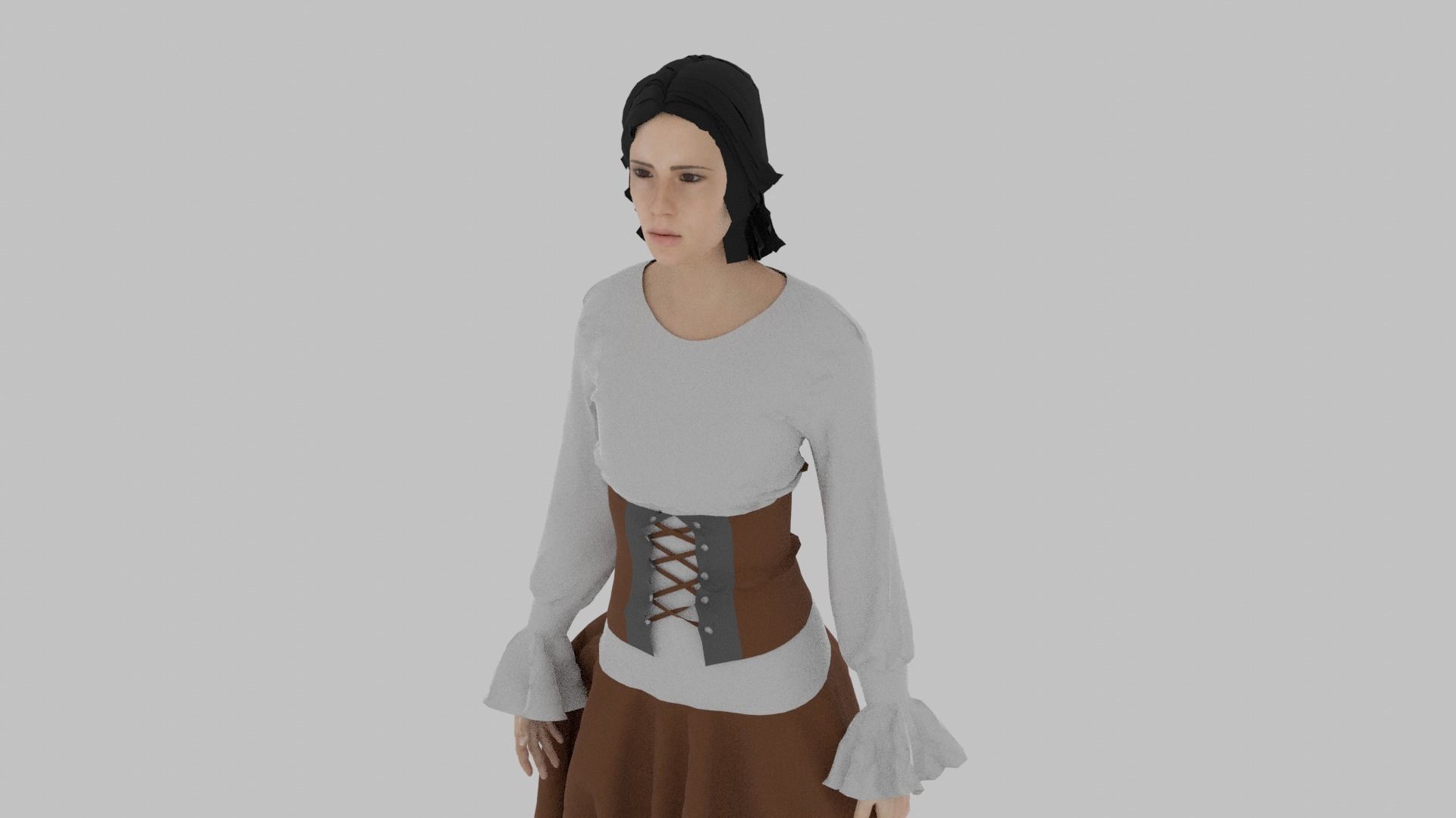 Woman wearing corset Low-poly 3D model_3