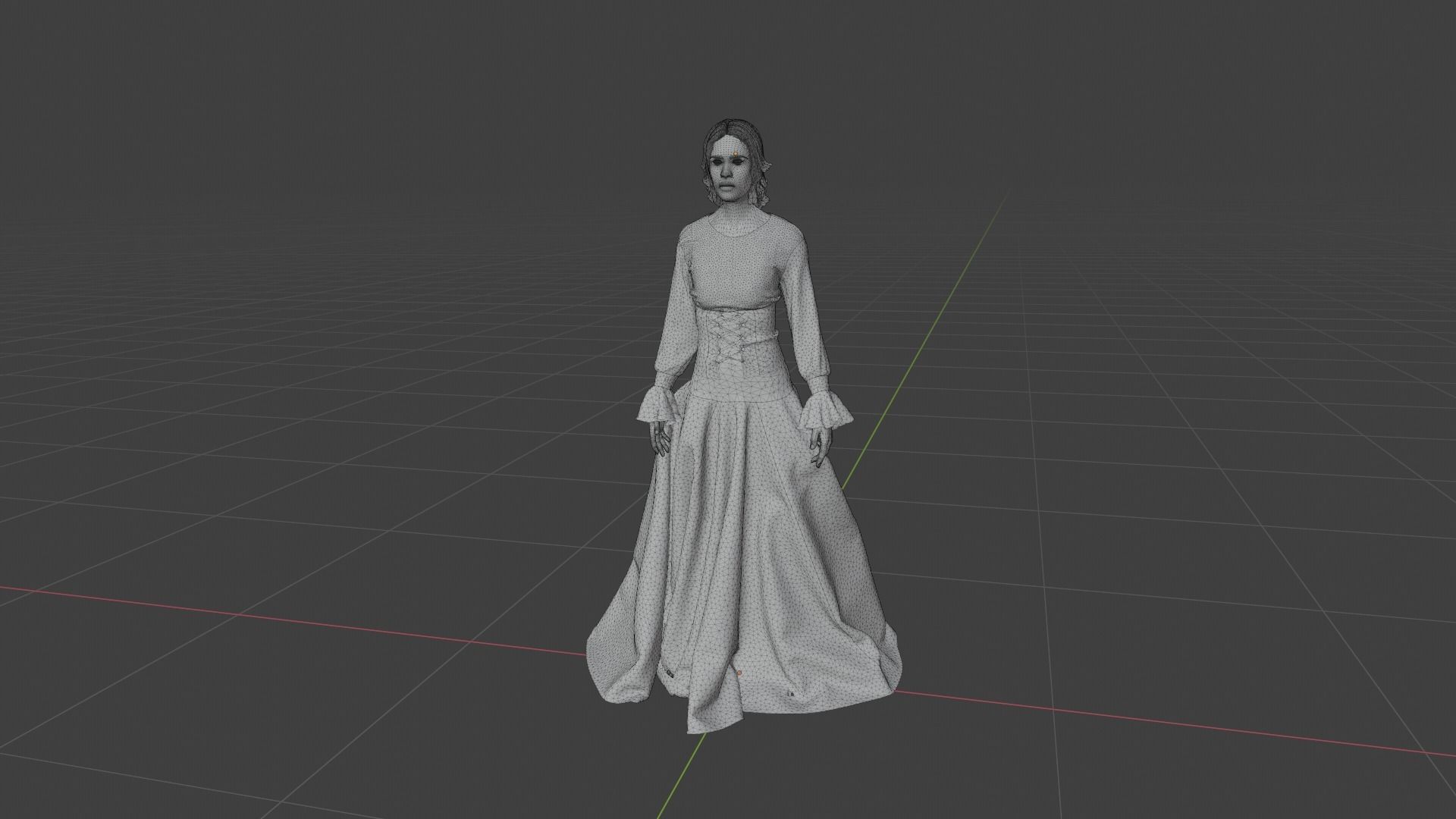 Woman wearing corset Low-poly 3D model_9