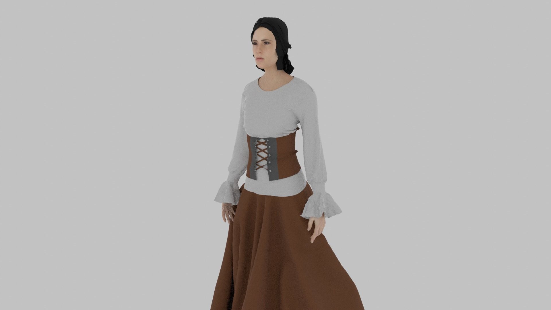 Woman wearing corset Low-poly 3D model_1