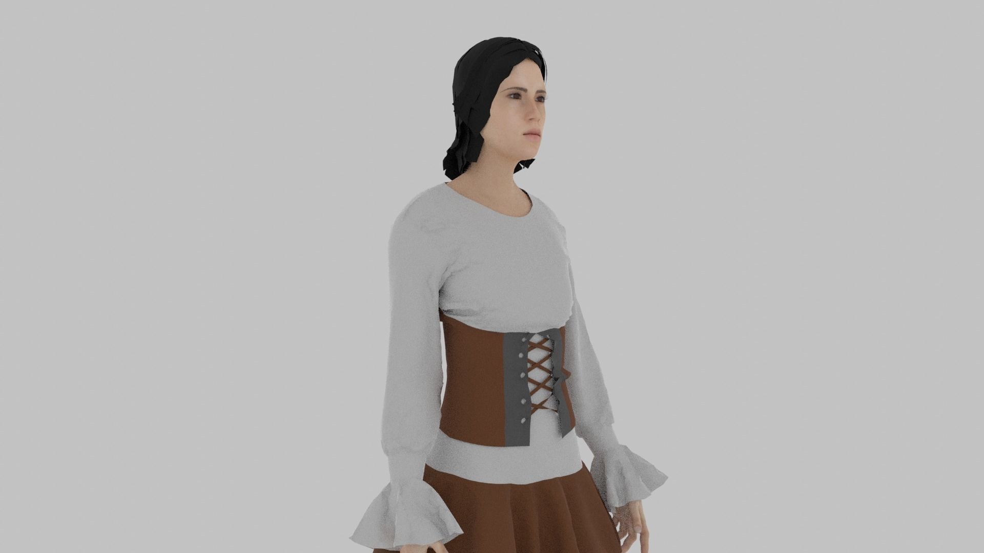Woman wearing corset Low-poly 3D model_5