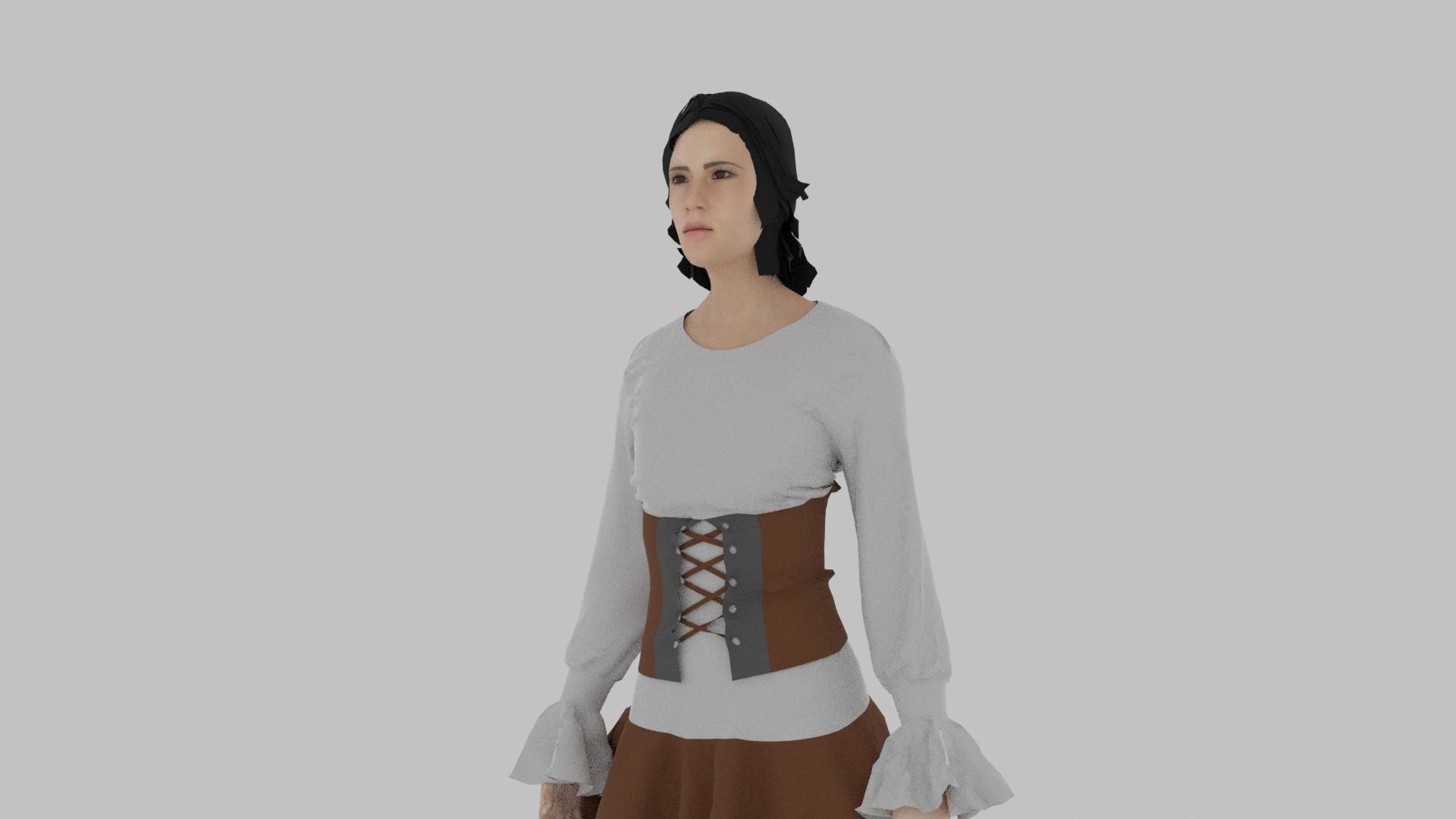 Woman wearing corset Low-poly 3D model_6