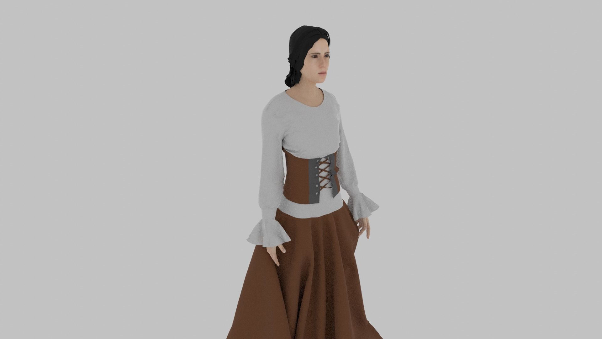 Woman wearing corset Low-poly 3D model_2