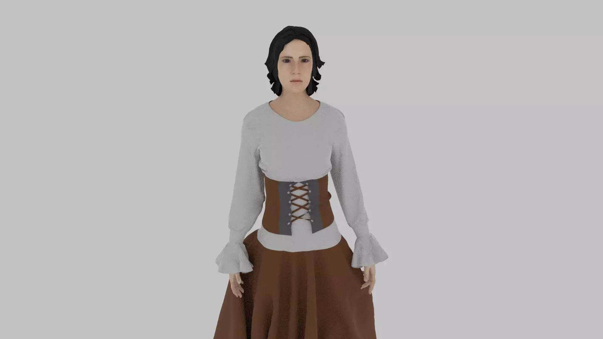 Woman wearing corset Low-poly 3D model_0