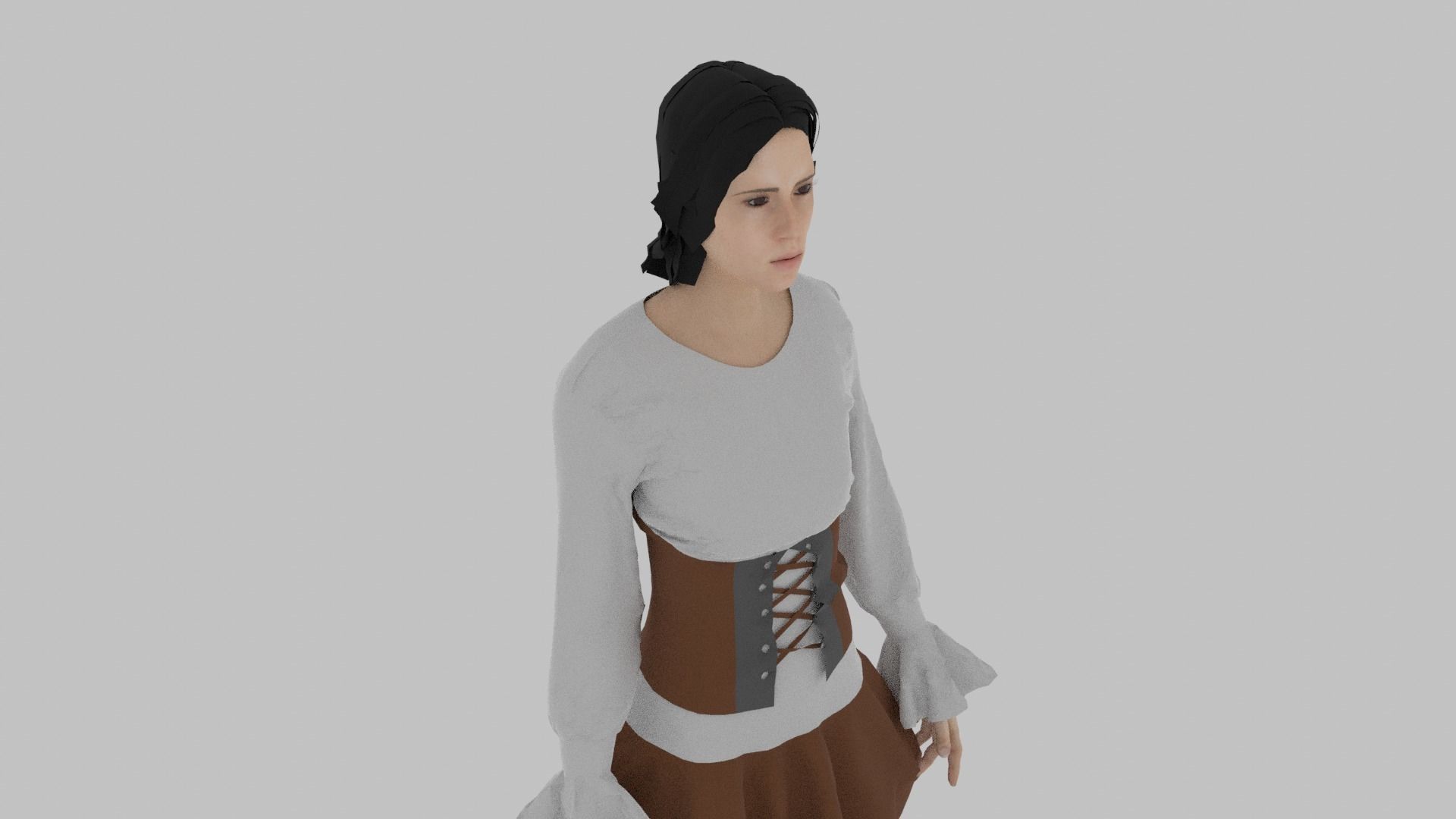 Woman wearing corset Low-poly 3D model_4