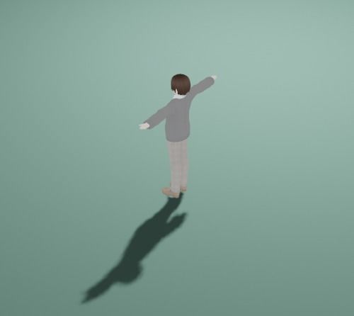 Anime Man Character - Student Style Low-poly 3D model_1