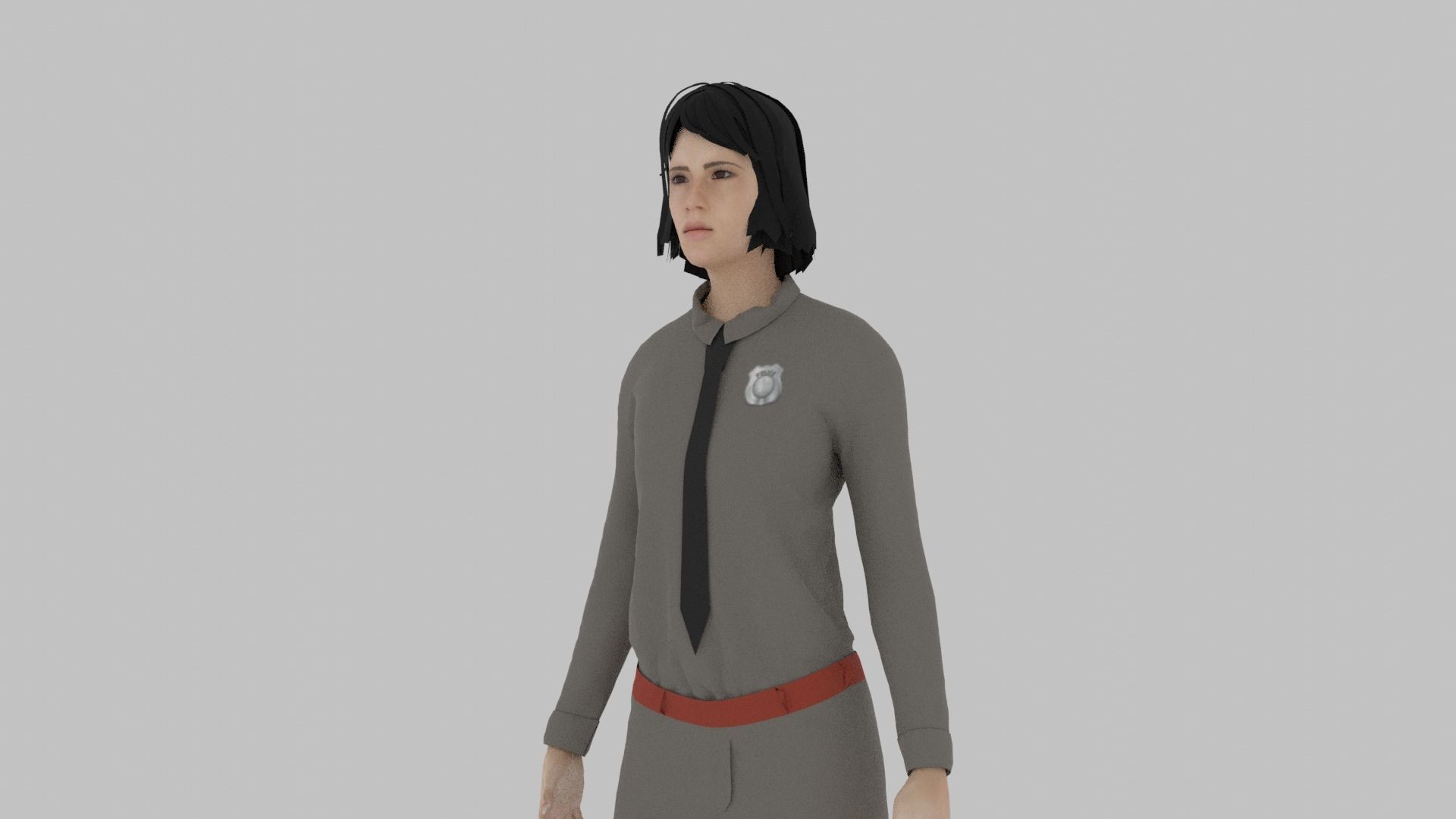 Police Officer Woman Low-poly 3D model_6
