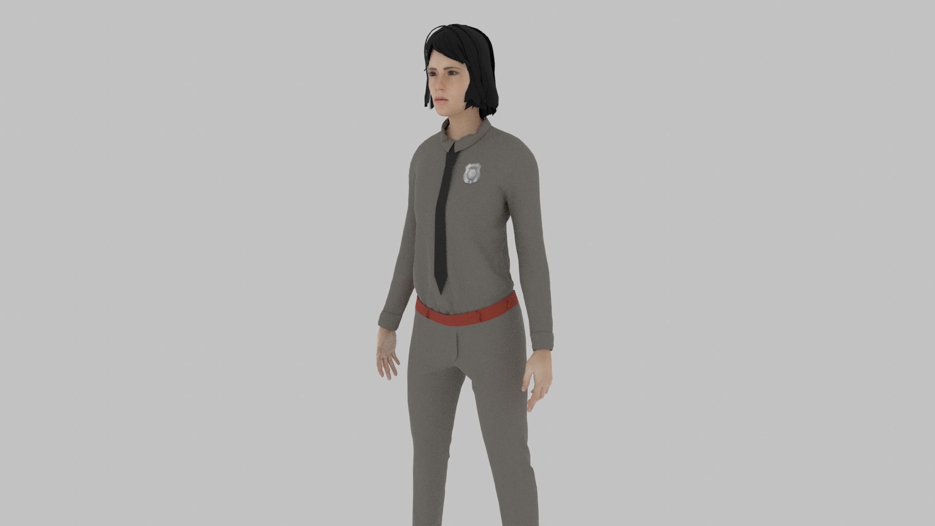 Police Officer Woman Low-poly 3D model_1