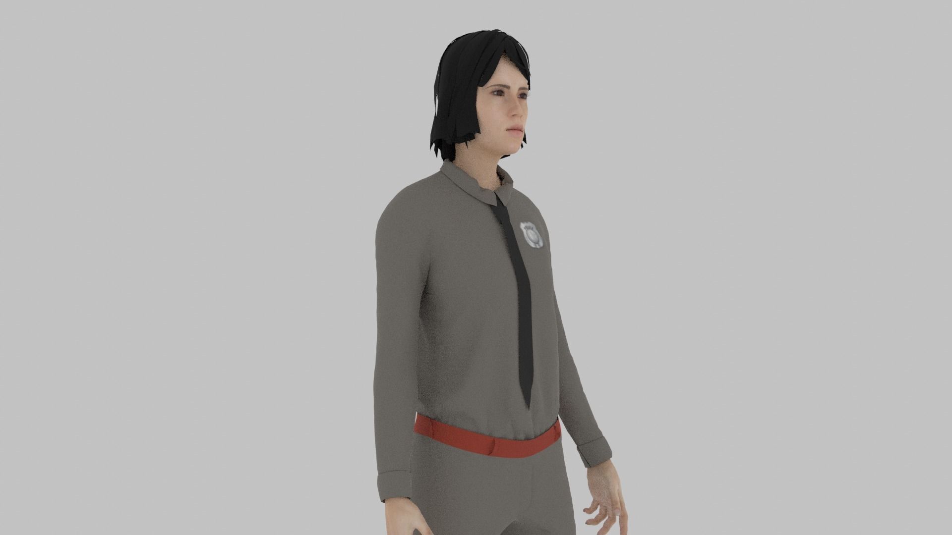Police Officer Woman Low-poly 3D model_5