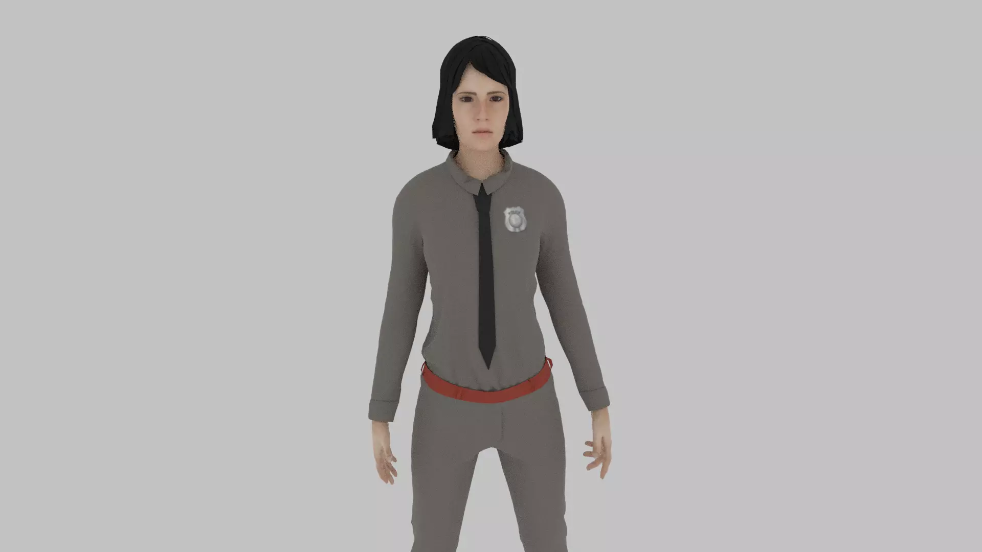 Police Officer Woman Low-poly 3D model_0