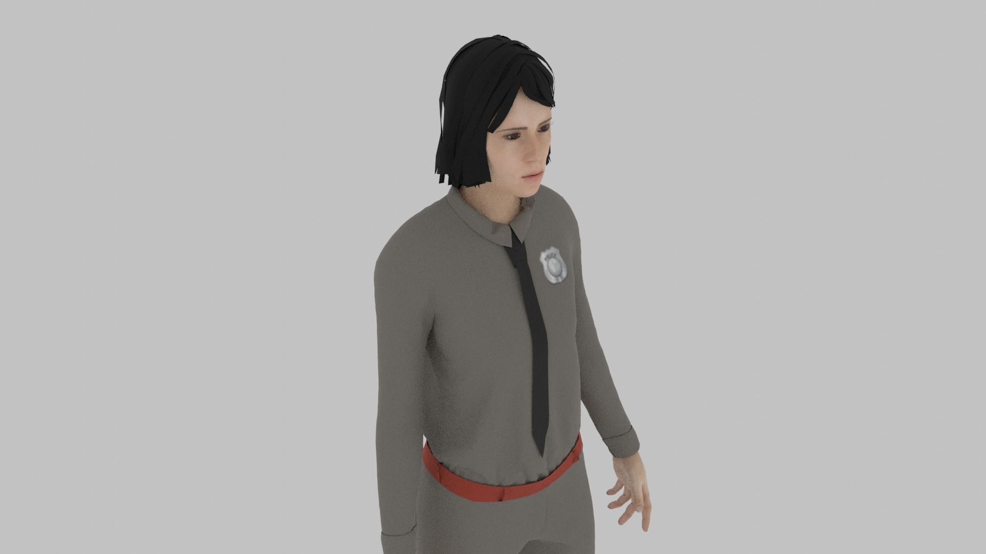 Police Officer Woman Low-poly 3D model_4
