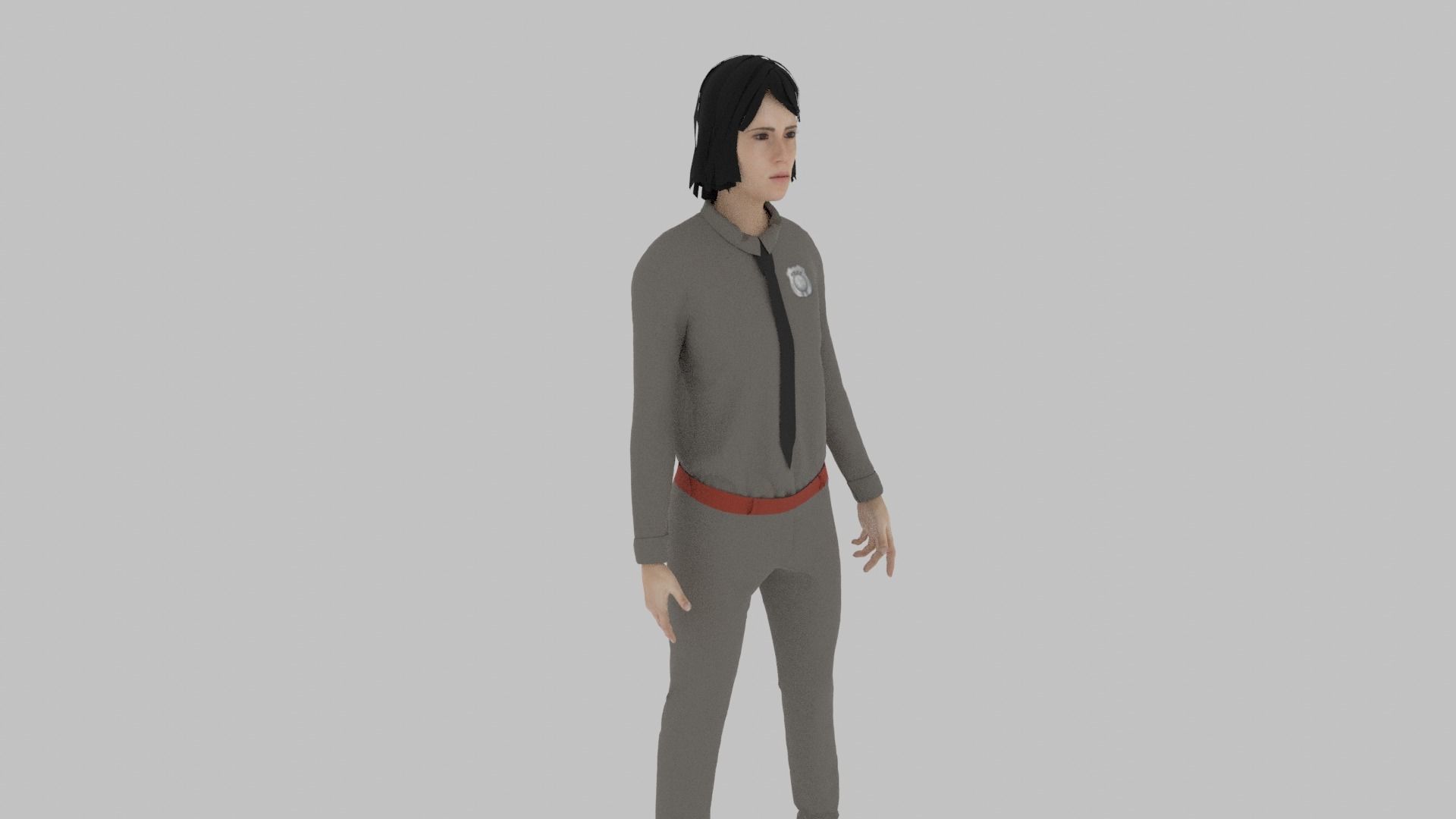 Police Officer Woman Low-poly 3D model_2