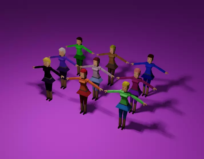 Low Poly Girls Pack Low-poly 3D model_0