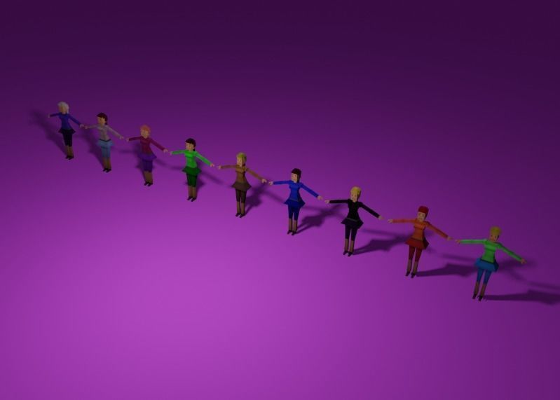 Low Poly Girls Pack Low-poly 3D model_2