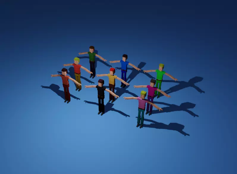 Low Poly Man Pack 3D model_0