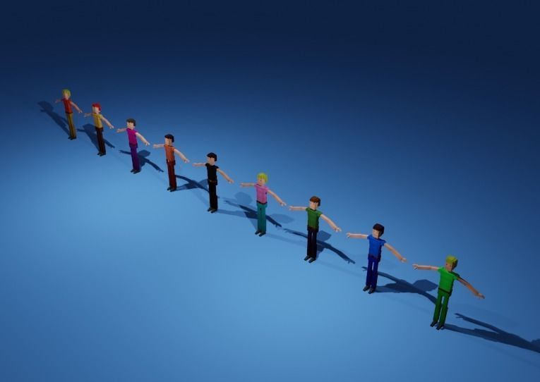 Low Poly Man Pack 3D model_2