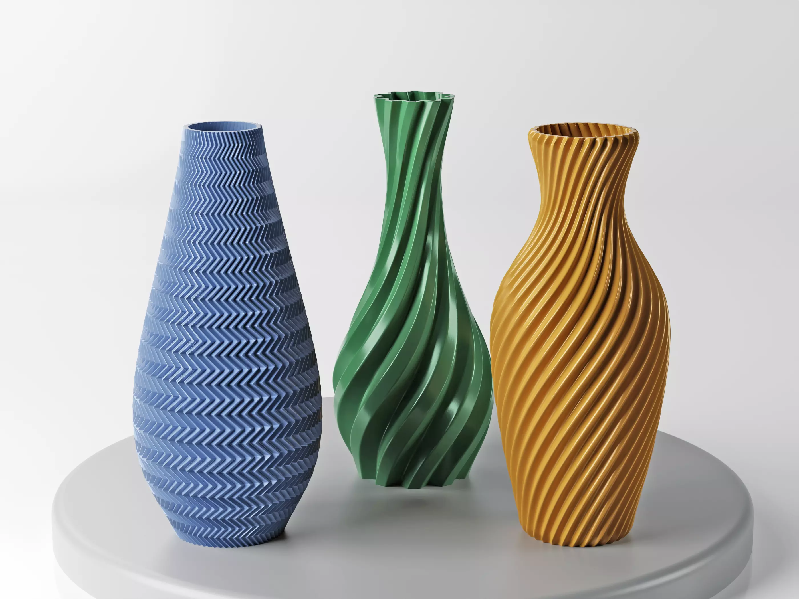 Set 3 Modern 3d printable vase - Geometrical Decorative Pot 3D print model_0