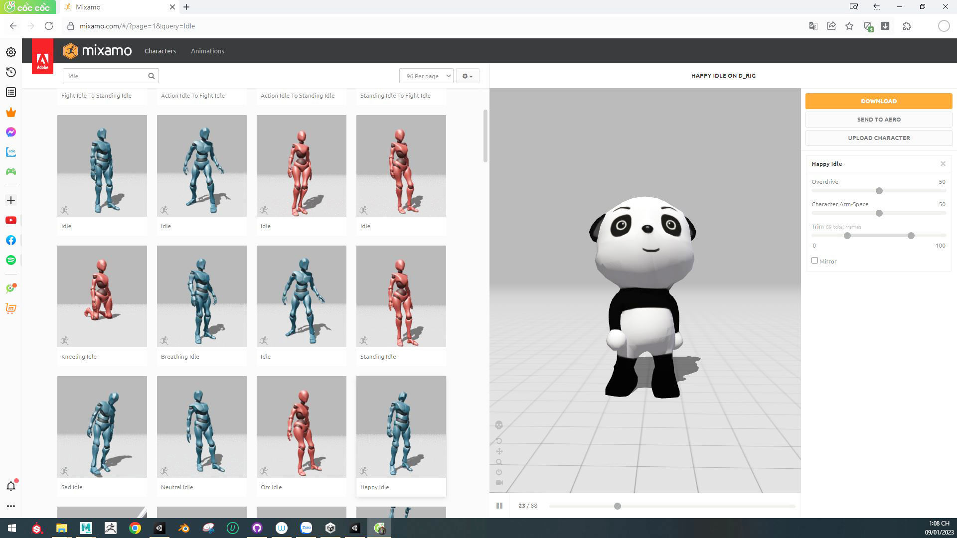 Character011 Animated Panda 3D Low-poly 3D model_3