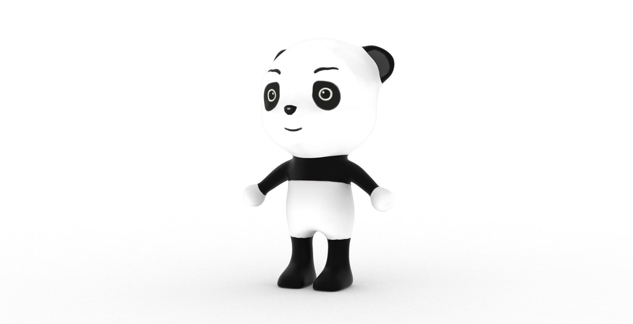 Character011 Animated Panda 3D Low-poly 3D model_10