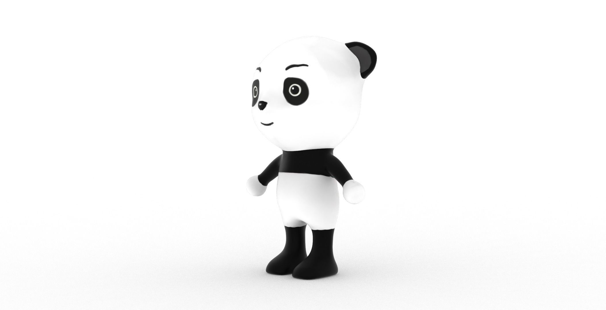 Character011 Animated Panda 3D Low-poly 3D model_11