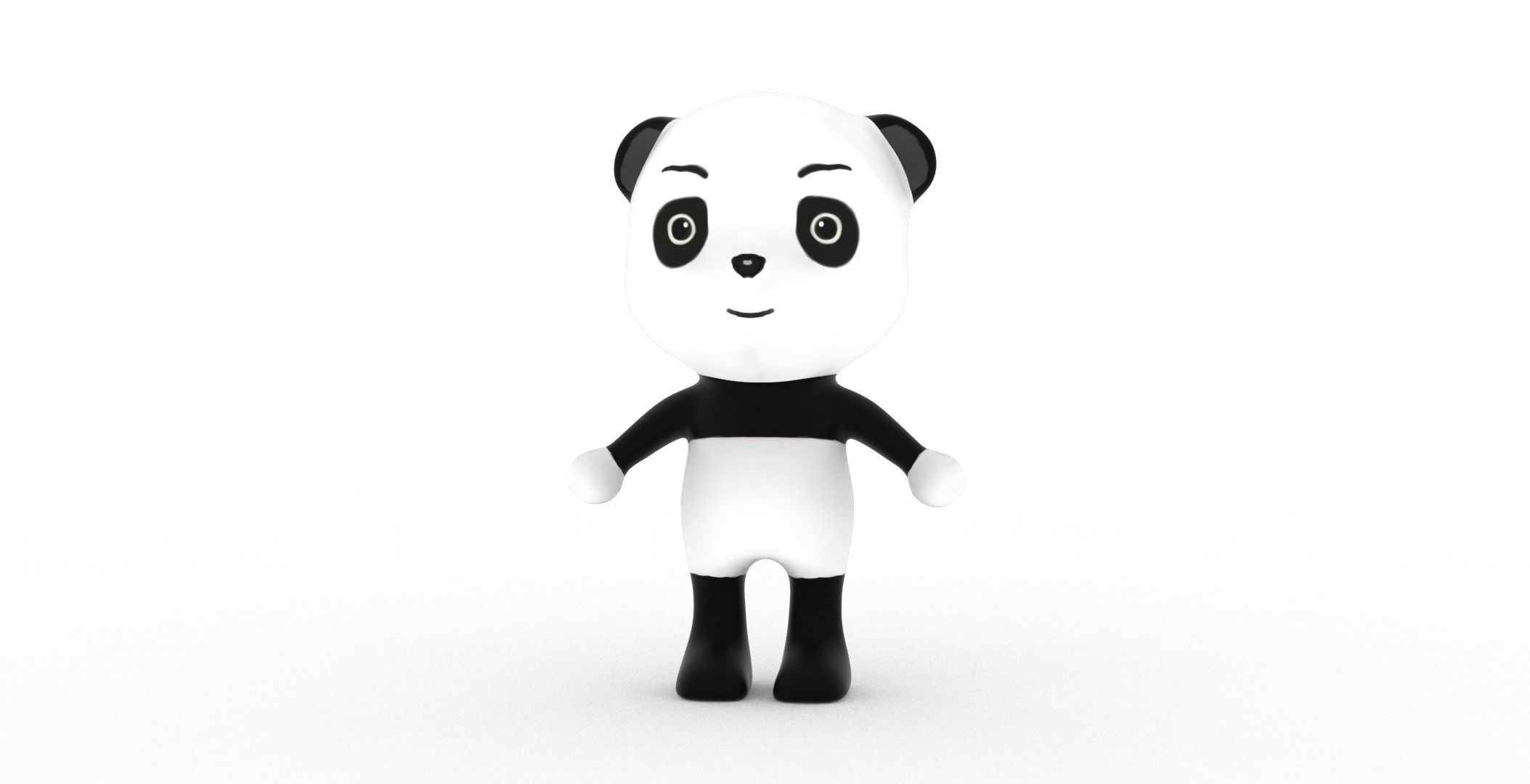 Character011 Animated Panda 3D Low-poly 3D model_9