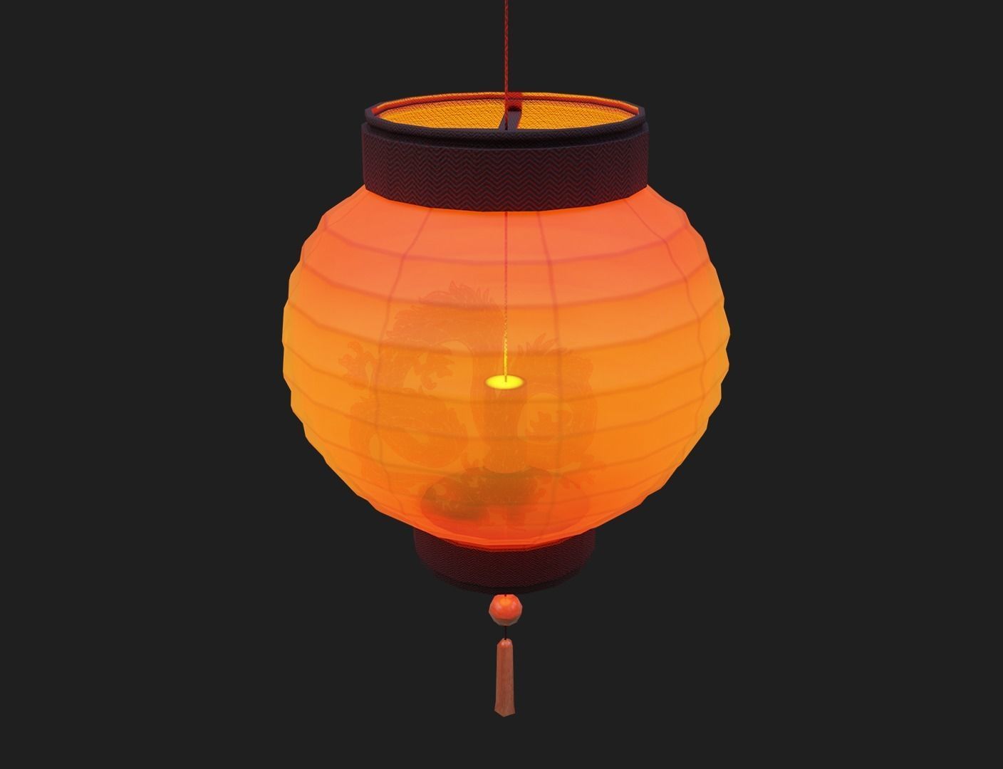 Realistic Chinese Lantern Low-poly 3D model_1