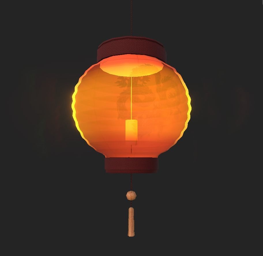 Realistic Chinese Lantern Low-poly 3D model_17