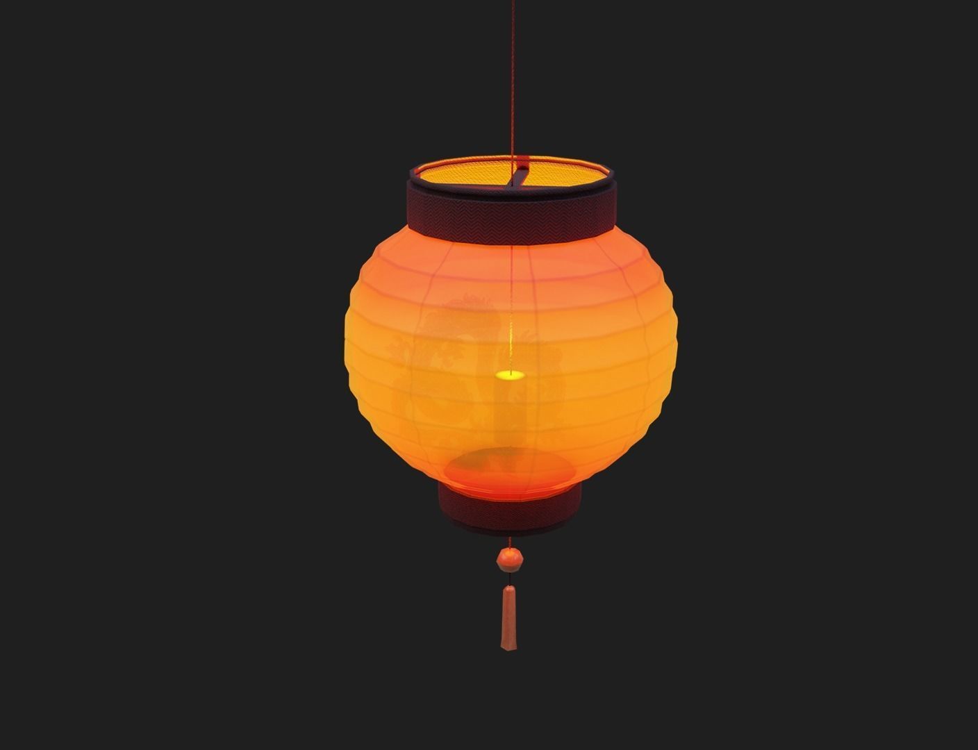 Realistic Chinese Lantern Low-poly 3D model_3