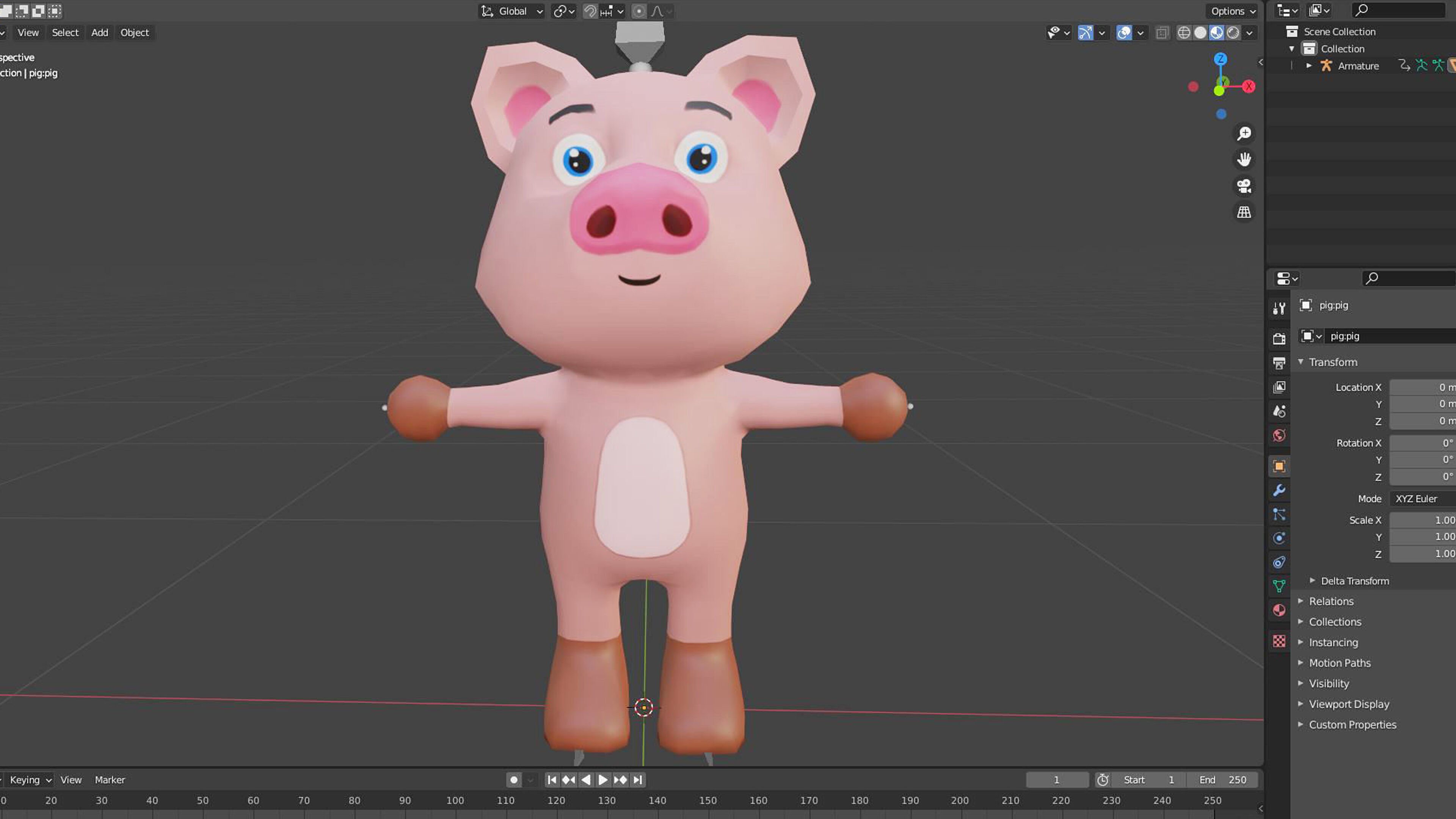 Character011 Animated Pig 3D Low-poly 3D model_8