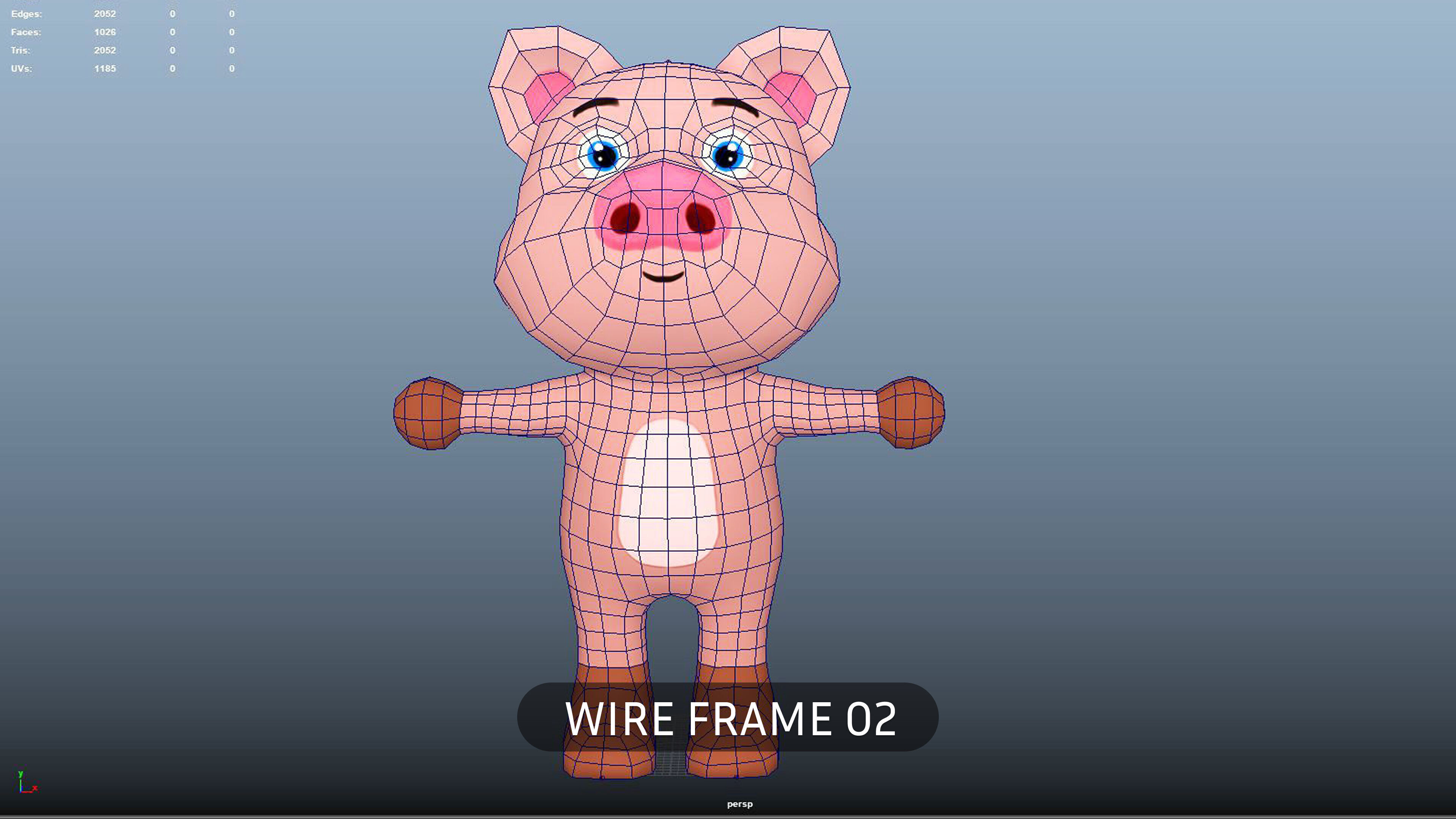 Character011 Animated Pig 3D Low-poly 3D model_11
