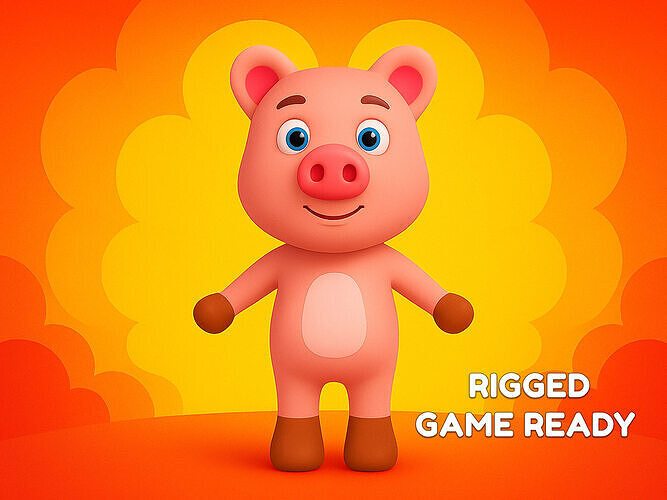 Character011 Animated Pig 3D Low-poly 3D model