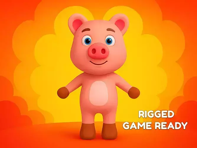 Character011 Animated Pig 3D Low-poly 3D model