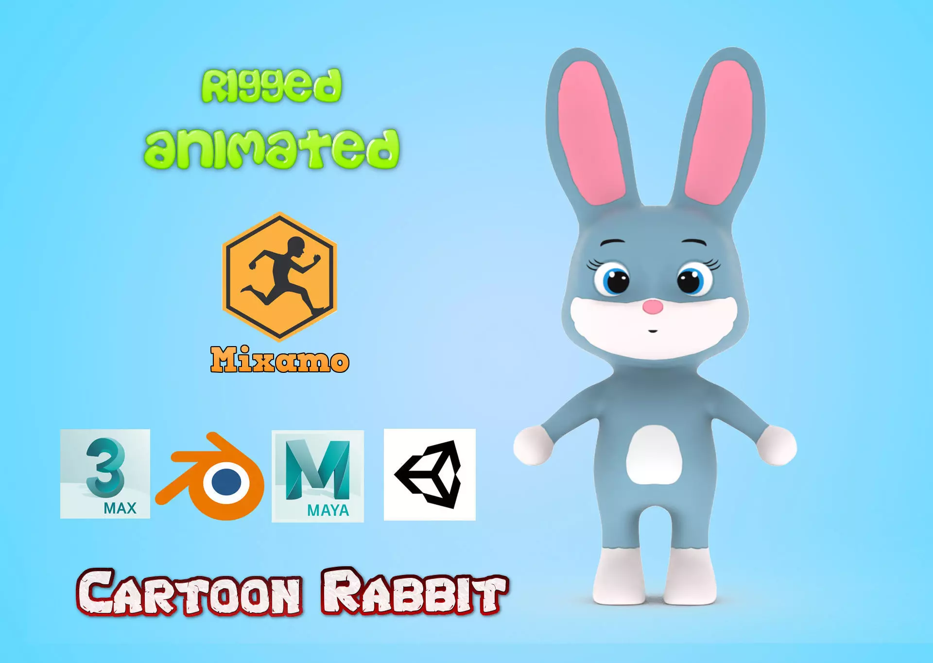 Character012 Animated Rabbit 3D Low-poly 3D model_0