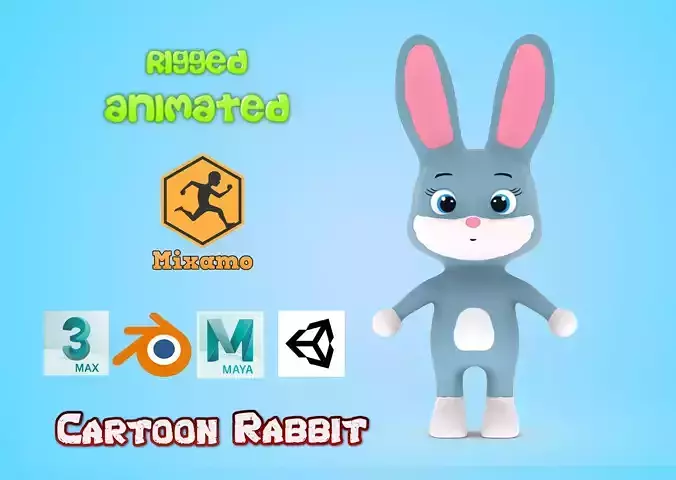 Character012 Animated Rabbit 3D Low-poly 3D model