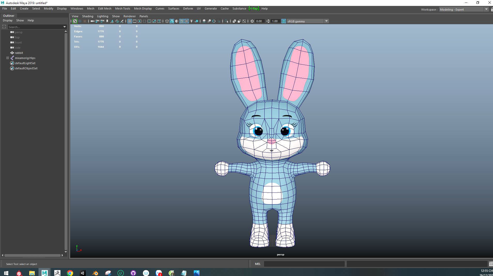 Character012 Animated Rabbit 3D Low-poly 3D model_6