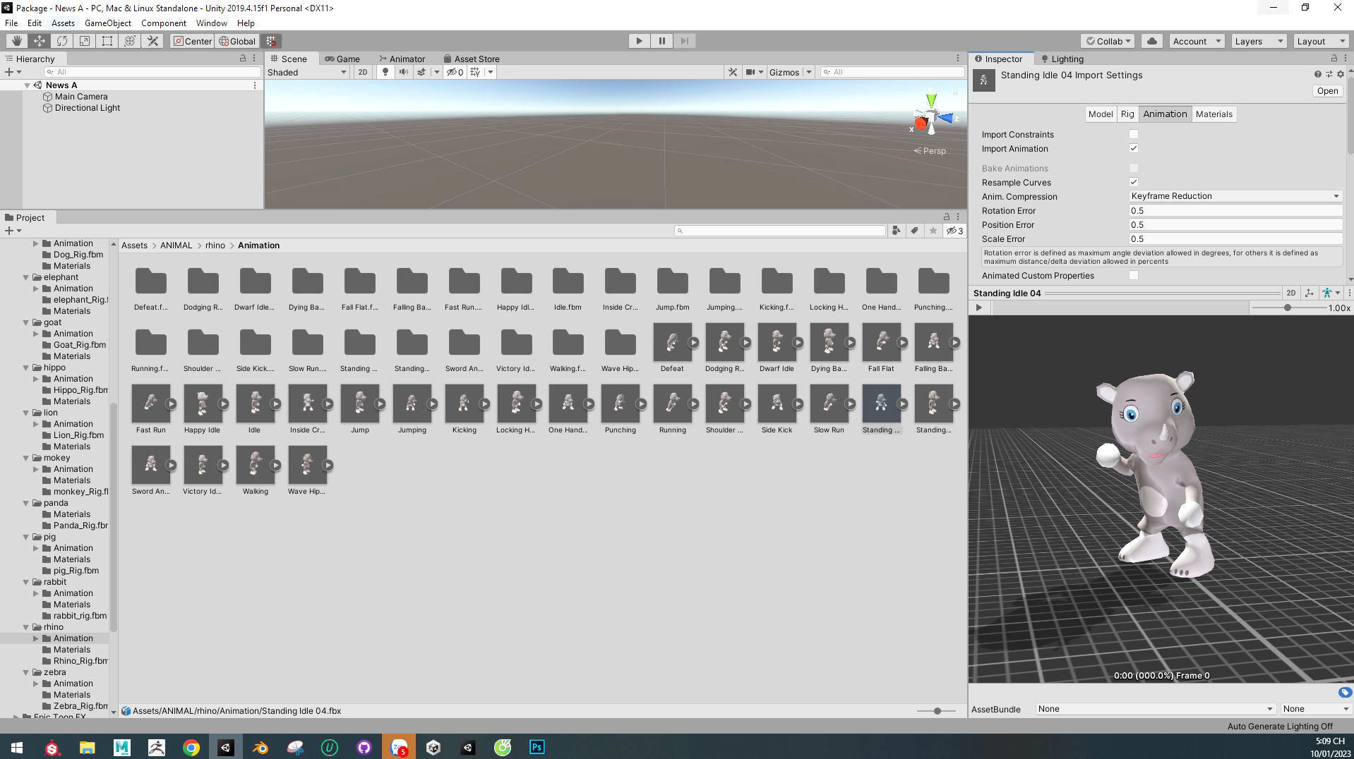 Character013 Animated Rhino 3D Low-poly 3D model_3