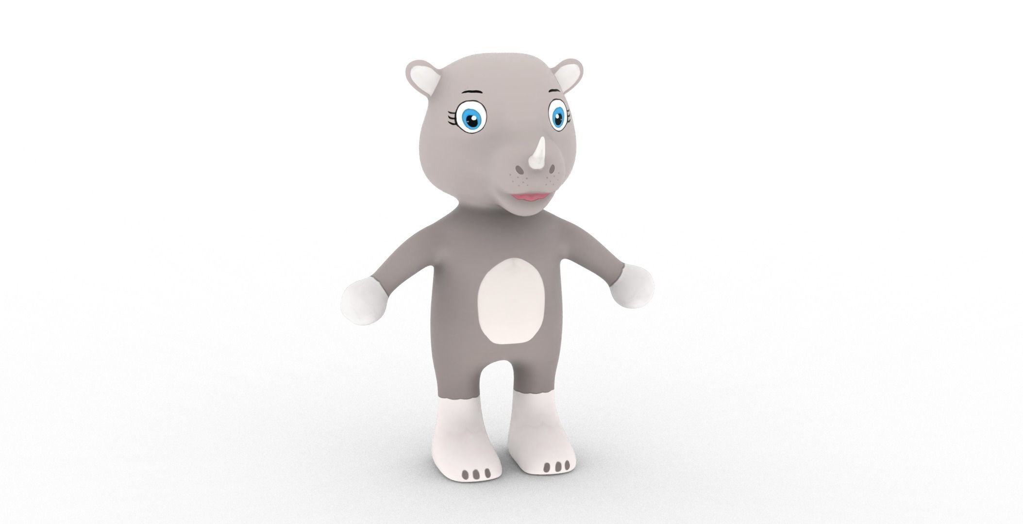 Character013 Animated Rhino 3D Low-poly 3D model_9