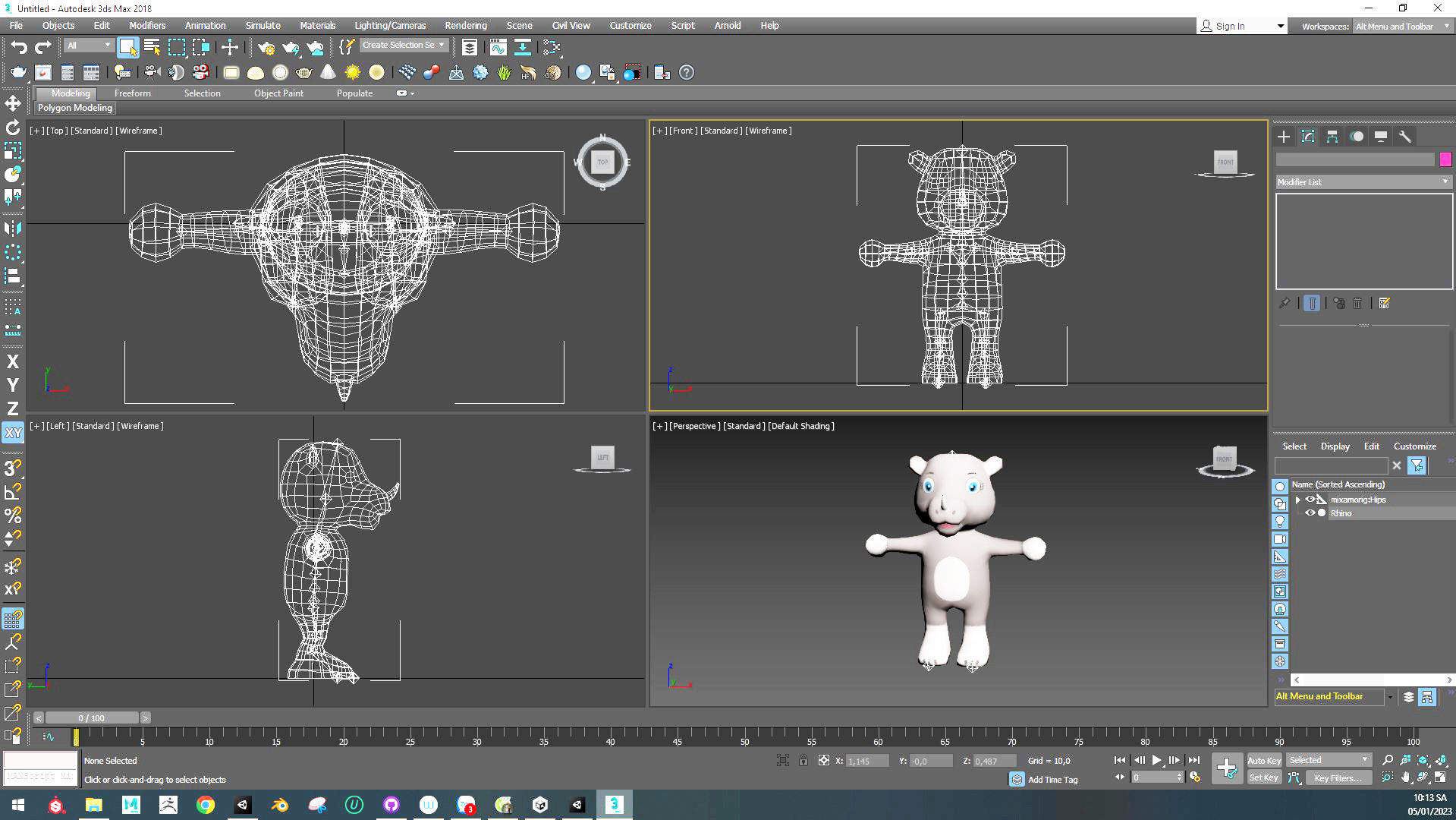 Character013 Animated Rhino 3D Low-poly 3D model_6