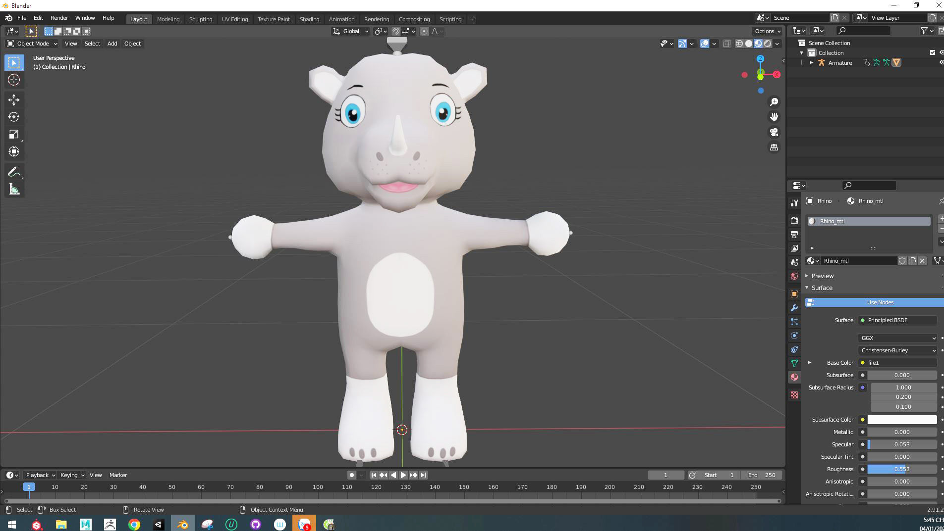 Character013 Animated Rhino 3D Low-poly 3D model_5