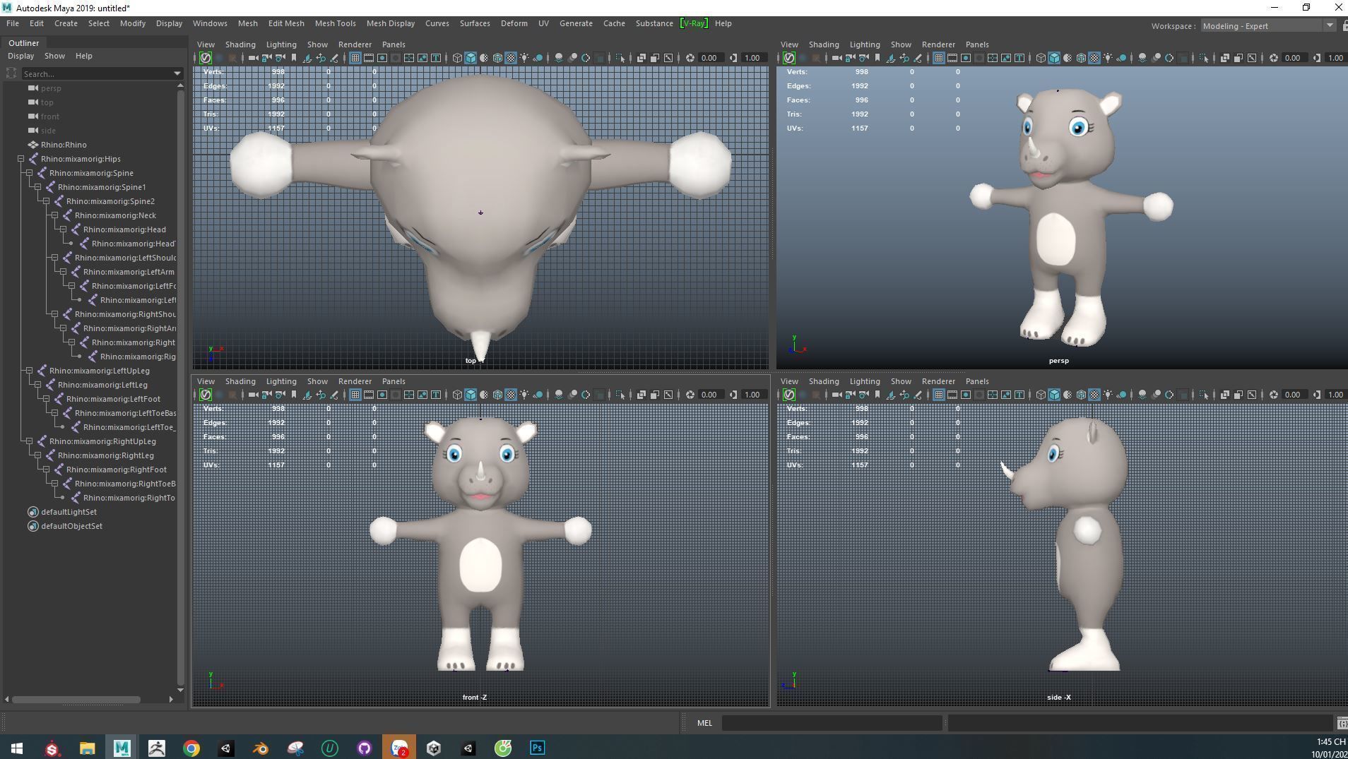 Character013 Animated Rhino 3D Low-poly 3D model_4