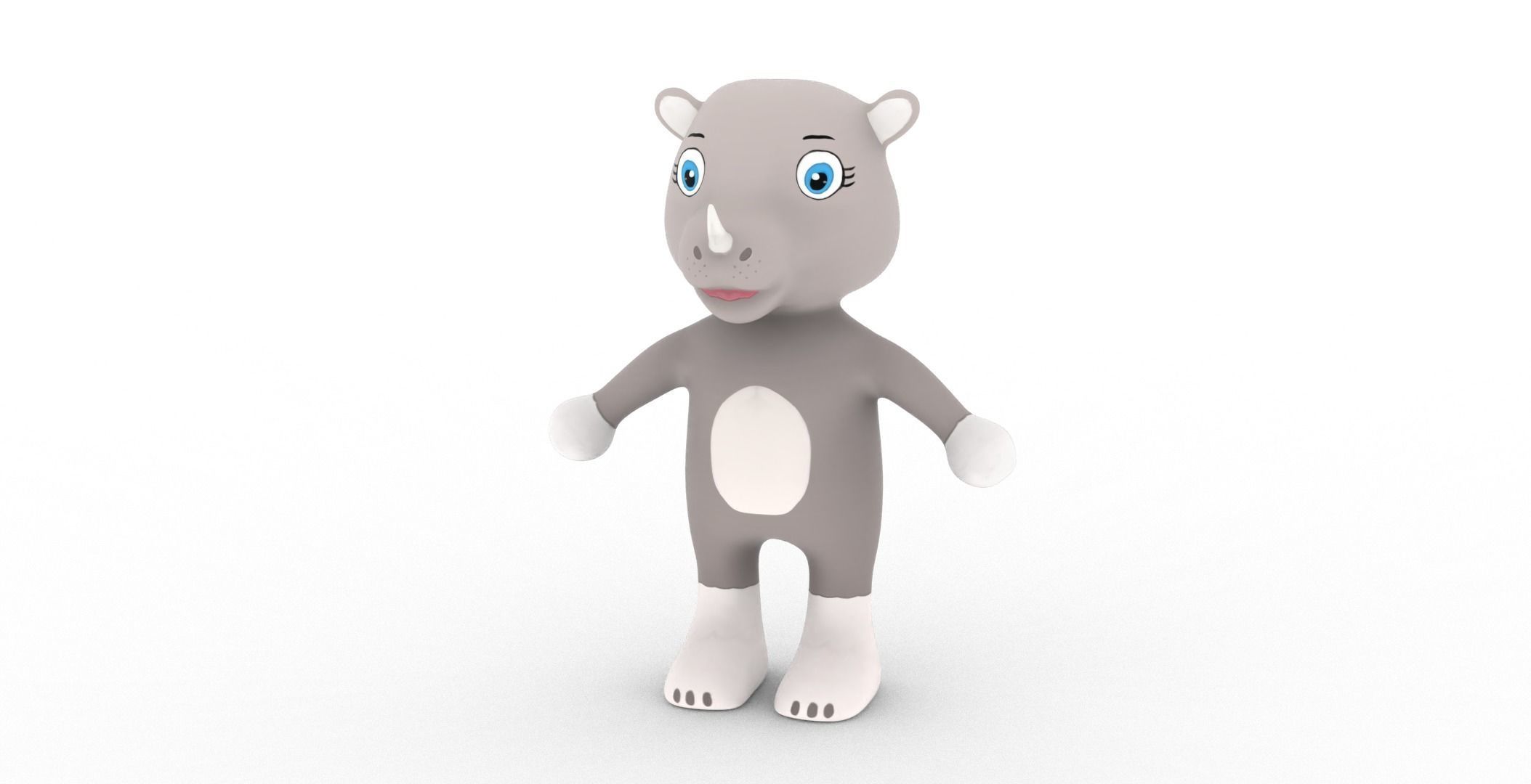 Character013 Animated Rhino 3D Low-poly 3D model_10