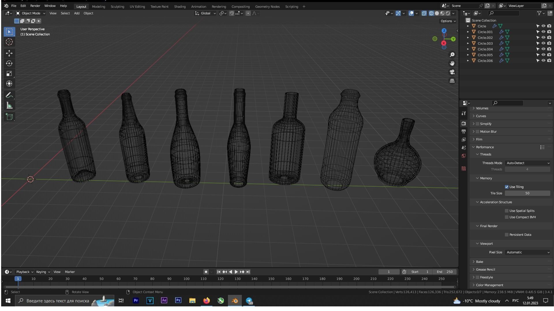 bottles set of glass Low-poly 3D model_3