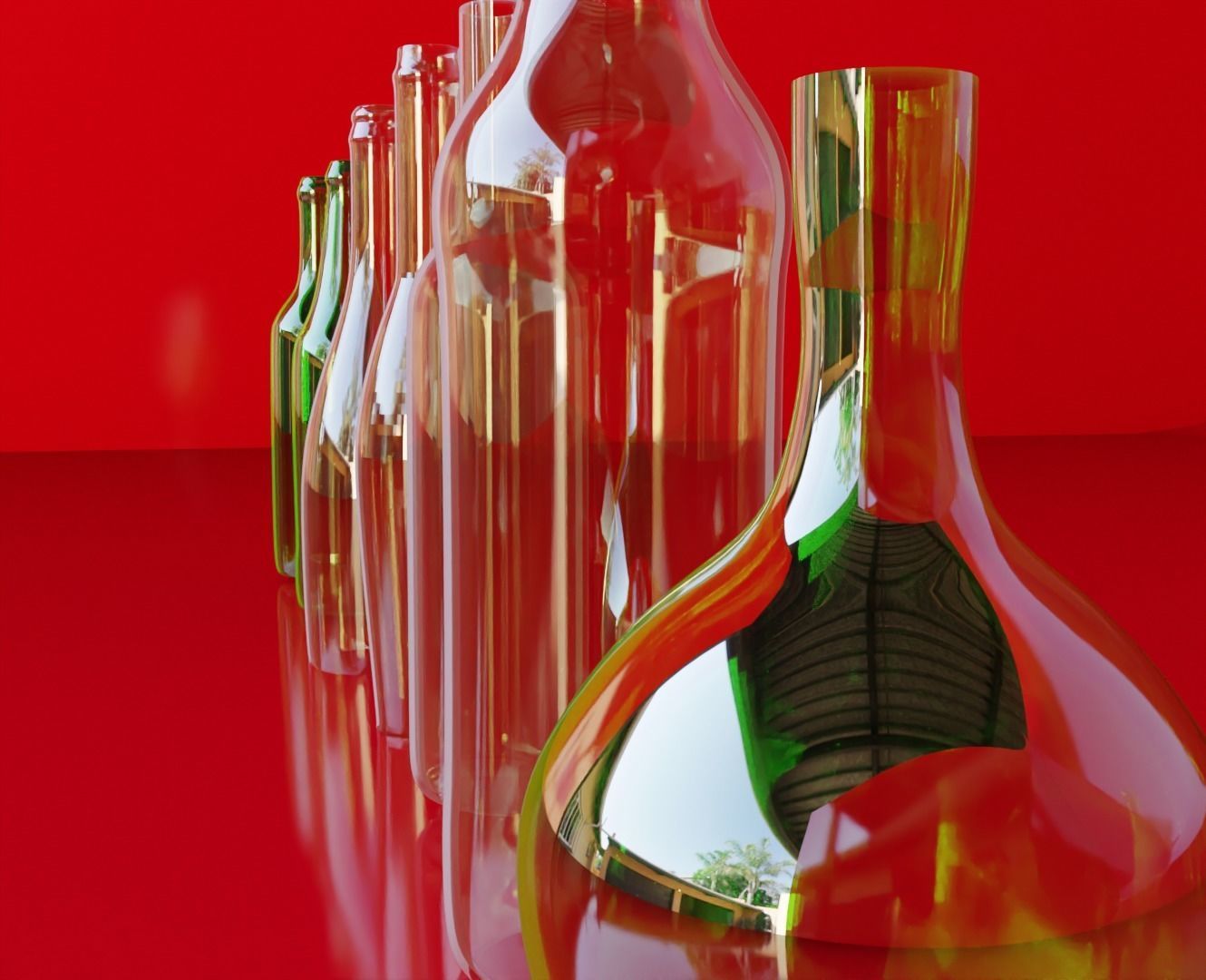 bottles set of glass Low-poly 3D model_2